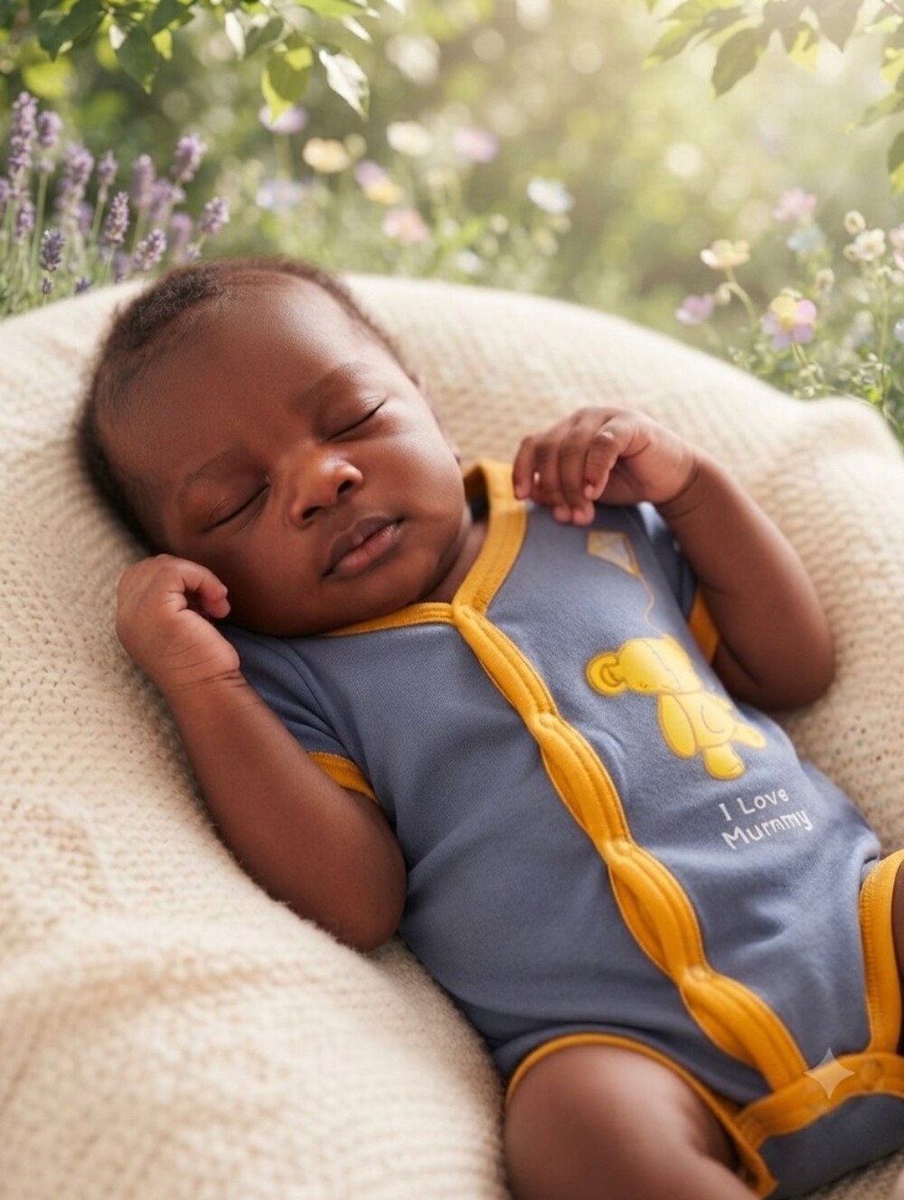 NB Blue Baby Onesie with Gold Trim